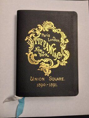 NEW TIFFANY Black Leather Journal Embossed with Gold, Union Square 1800s Motif